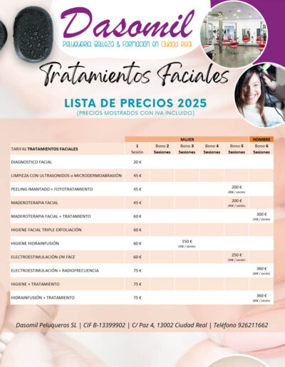 Precio TRATAMIENTOS FACIALES Ciudad Real