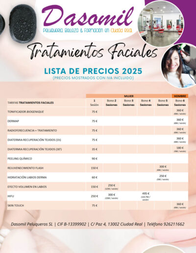 Precios TRATAMIENTOS FACIALES Ciudad Real